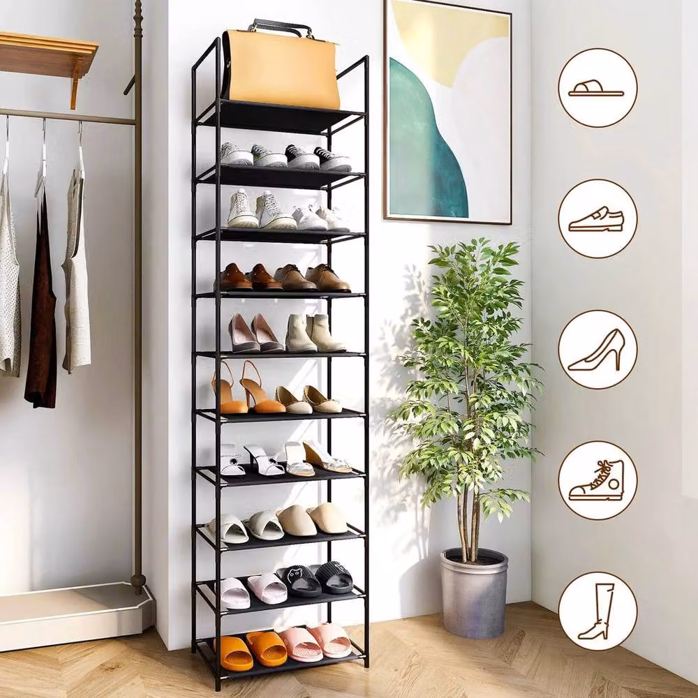 PAWNORA 10 Tier Metal Shoe Rack in Black, W/D/H: 28 x 45 x 173 cm – 3