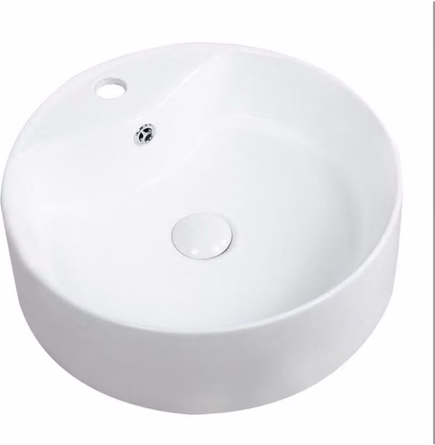 Clifton White Ceramic Round Countertop Basin, Diameter: 460 mm