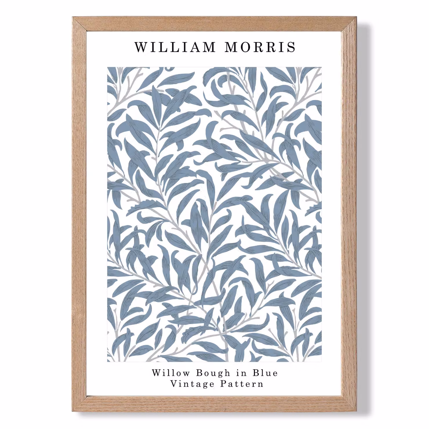 ARTZE William Morris Willow in Blue Floral Art Print with Oak Frame, A3, Mid Blue – 2
