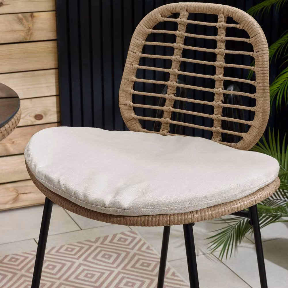 FurnitureboxUK Belize Rattan Outdoor Bar Set with Cream Cushions and Glass Top in Beige – 4