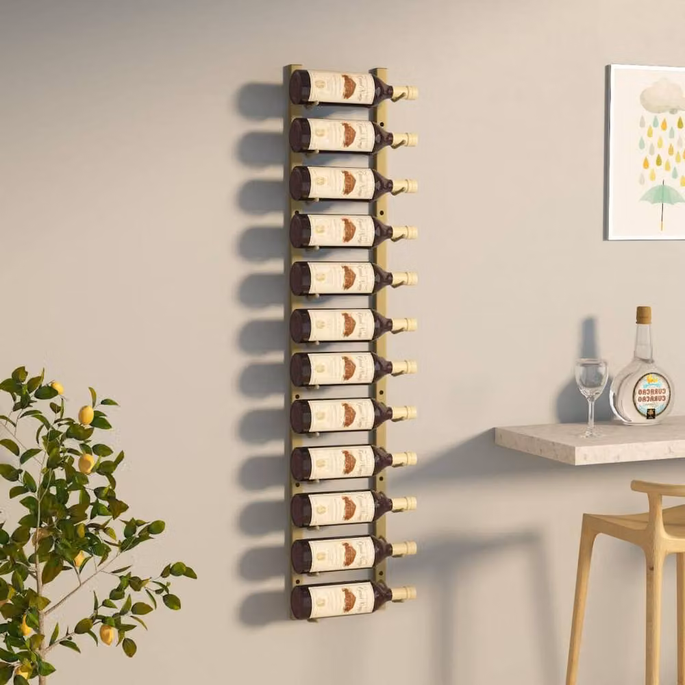 Berkfield Home Wall Mounted Gold Metal Wine Rack for 12 Bottles – 2