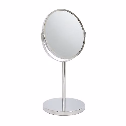 Harbour Housewares Round Tabletop Pedestal Mirror in Silver, W: 18.5 cm, H: 35.0 cm