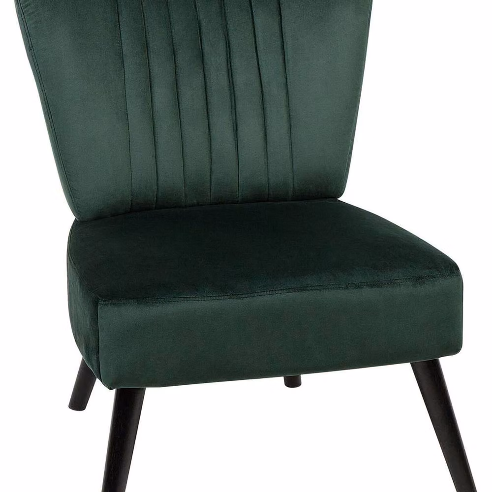 Wyld and Coco Green Velvet Armless Accent Chair with Vertical Tufting and Rubberwood Frame – 2