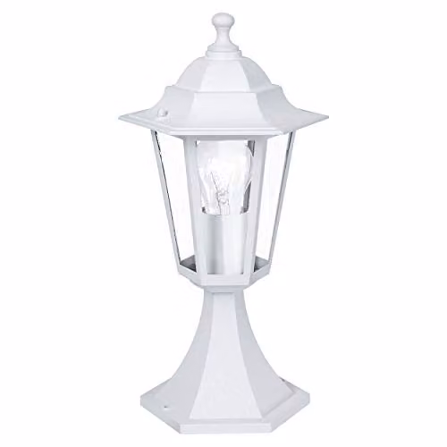 Loops White Aluminium Outdoor Pedestal Lantern IP44 with E27 Bulb Holder