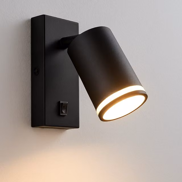 CGC Bella Black GU10 Wall Light with Halo Reflector and On/Off Switch