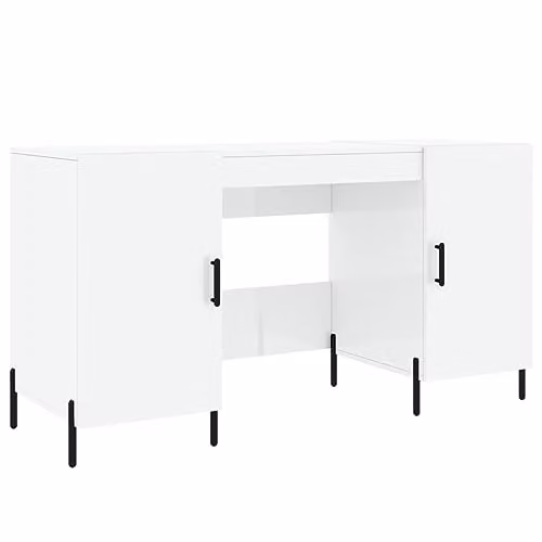 vidaXL Modern Writing Desk in Glossy White MDF – 1