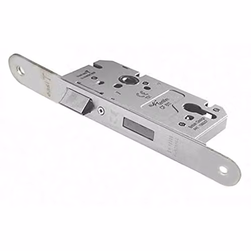 Loops Architectural DIN Euro Profile Sashlock with Radius Forend in Satin Stainless Steel Silver