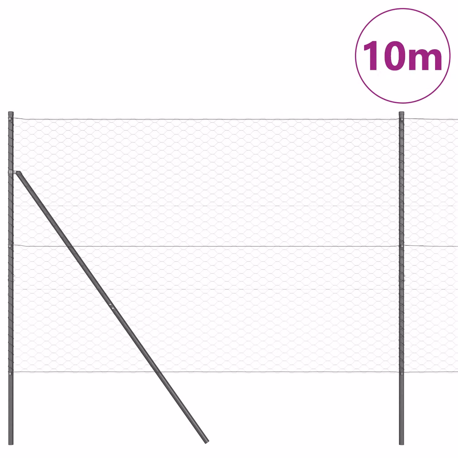 Berkfield Home Hexagon Steel Fence, Grey, H 1.6 m x W 10 m – 3
