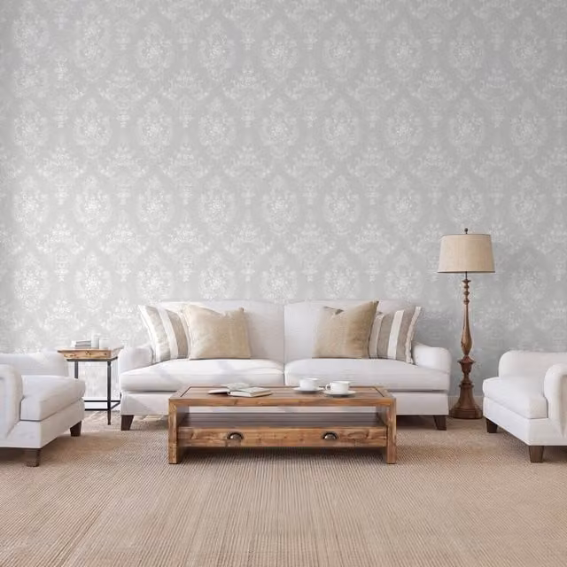 SK Filson Grey Abstract Floral Washable Wallpaper Roll