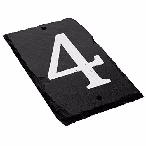 Nicola Spring Rustic Natural Solid Slate House Number 4 Plaque in Grey, W/H: 9 x 14.5 cm – 5