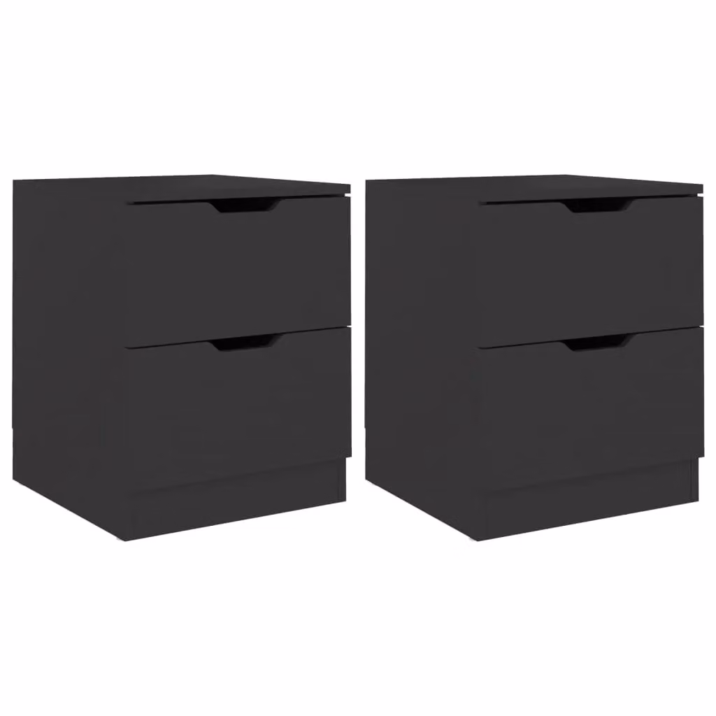 Berkfield Home Set of 2 Modern Black Bedside Cabinets in Matt Engineered Wood W/D/H: 40 x 40 x 50 cm – 2