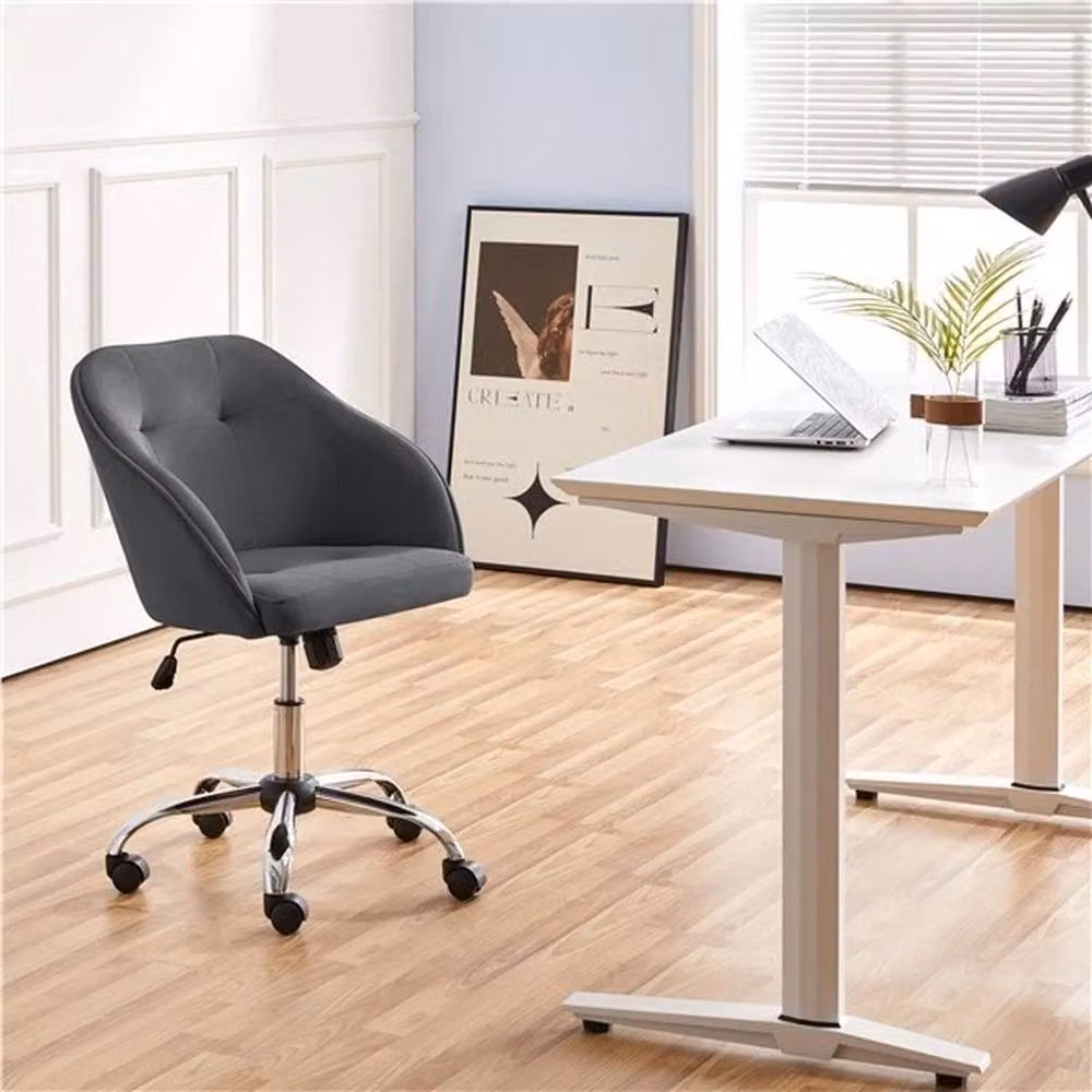 Kelvenix Modern Grey Upholstered Swivel Task Chair for Home Office and Living Room – 3