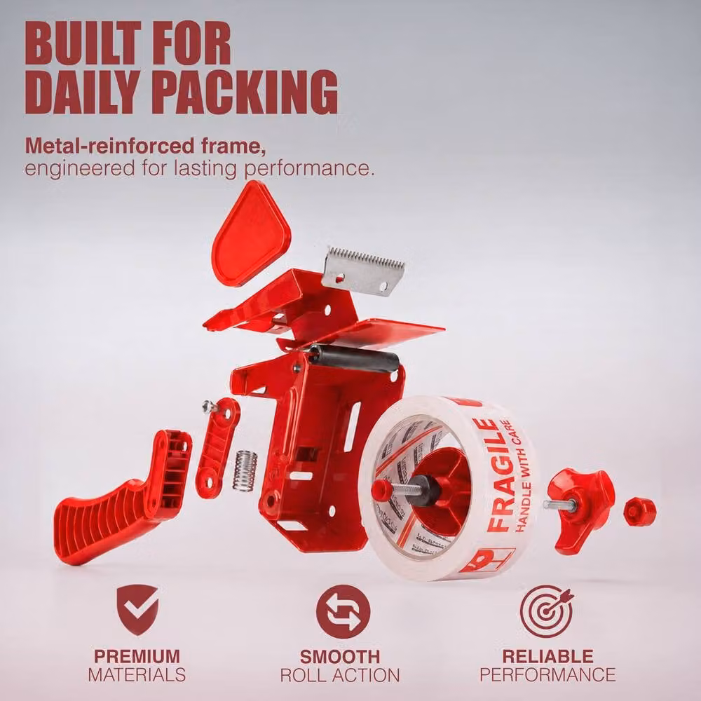 Kayman Heavy Duty Multicolour Packing Tape with Dispenser, 6 Rolls (Width: 48 mm, Length: 66 m) – 8