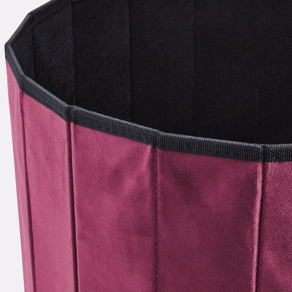 OHS Matte Velvet Round Ottoman Storage Stool in Plum Purple – 3