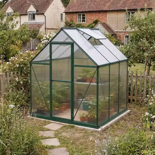 Palram Canopia Mythos Green Greenhouse with UV-Protected Polycarbonate Roof, Aluminium Frame and Foundation Base – 2