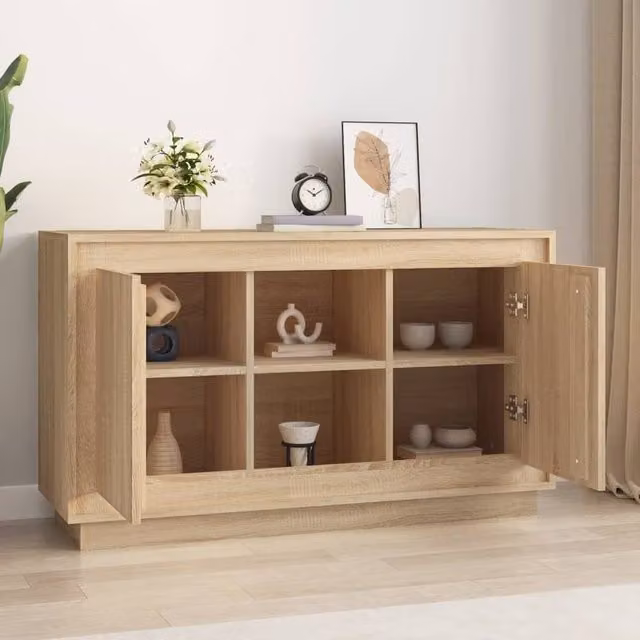 Berkfield Home Sonoma Oak Sideboard in Light Oak, W/D/H: 102 x 35 x 60 cm