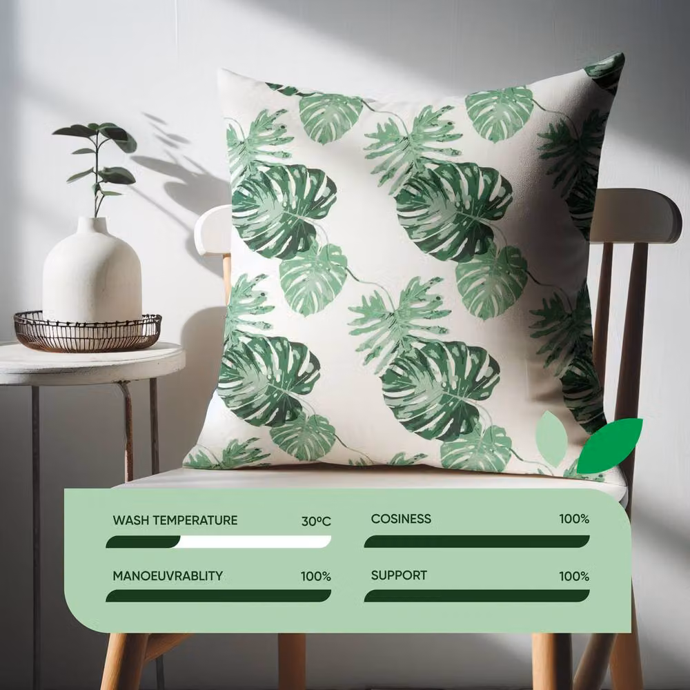 Gardenwize Pack of 2 Bali Leaf Printed White Square Outdoor Scatter Cushions – 2