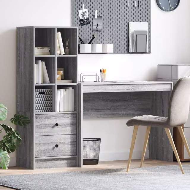 Berkfield Modern Writing Desk with Storage in Grey Sonoma Engineered Wood – 1
