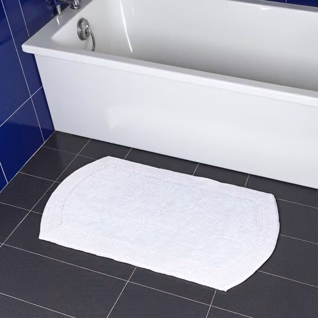 Showerdrape Ultra 100% Cotton Reversible Bath Mat, Grey and White, W: 80.0 cm, D: 50.0 cm – 1