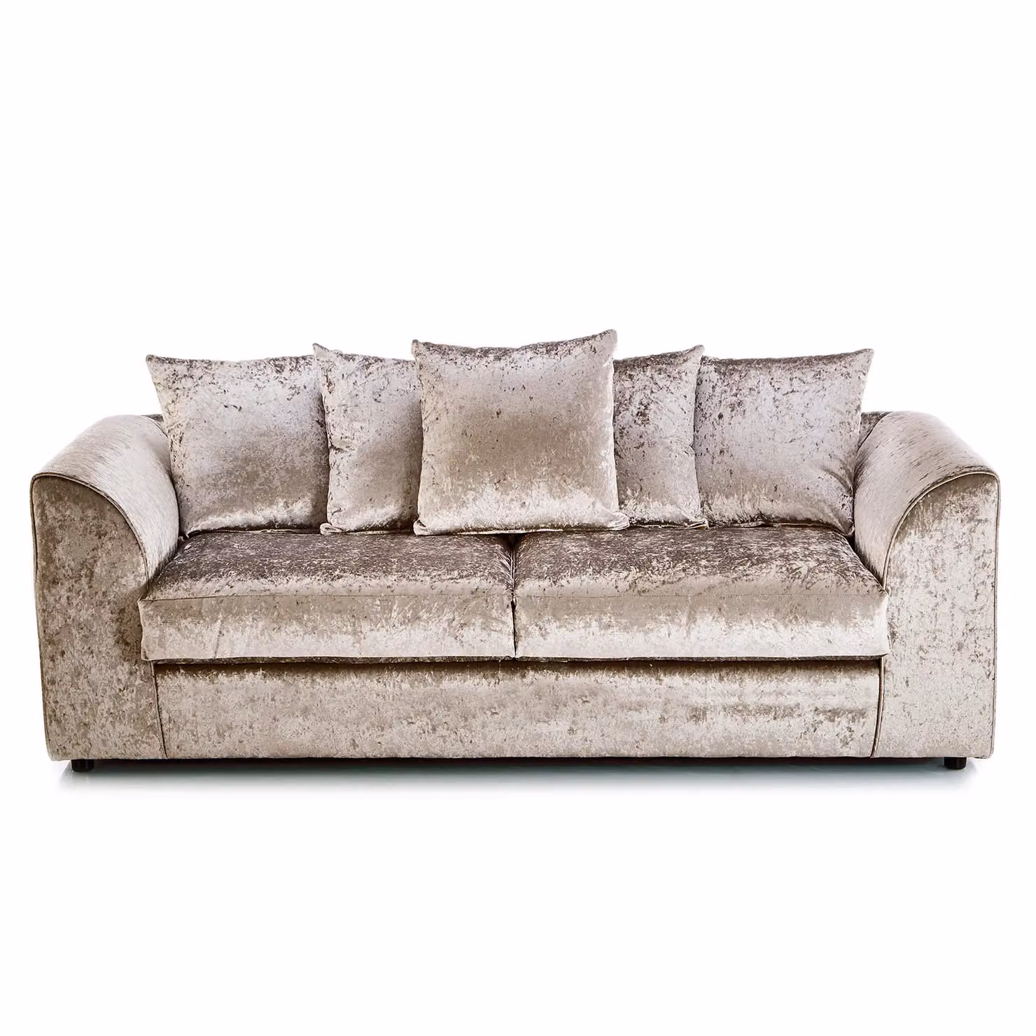Furnishings For Less UK Crystal Crushed Velvet 3 Piece Sofa Suite in Beige, including 3 Seater Sofa, 2 Seater Sofa and Armchair with Scatter Cushions – 2