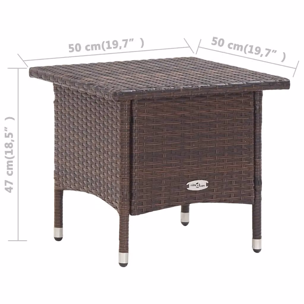 Berkfield Home Brown Poly Rattan Tea Table with Metal Frame, W/D/H: 50 x 50 x 47 cm – 4