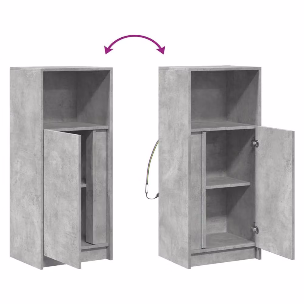 Berkfield Home Modern Sideboard with Integrated LED Lighting in Concrete Grey, W/D/H: 42.5 x 34 x 100 cm – 4