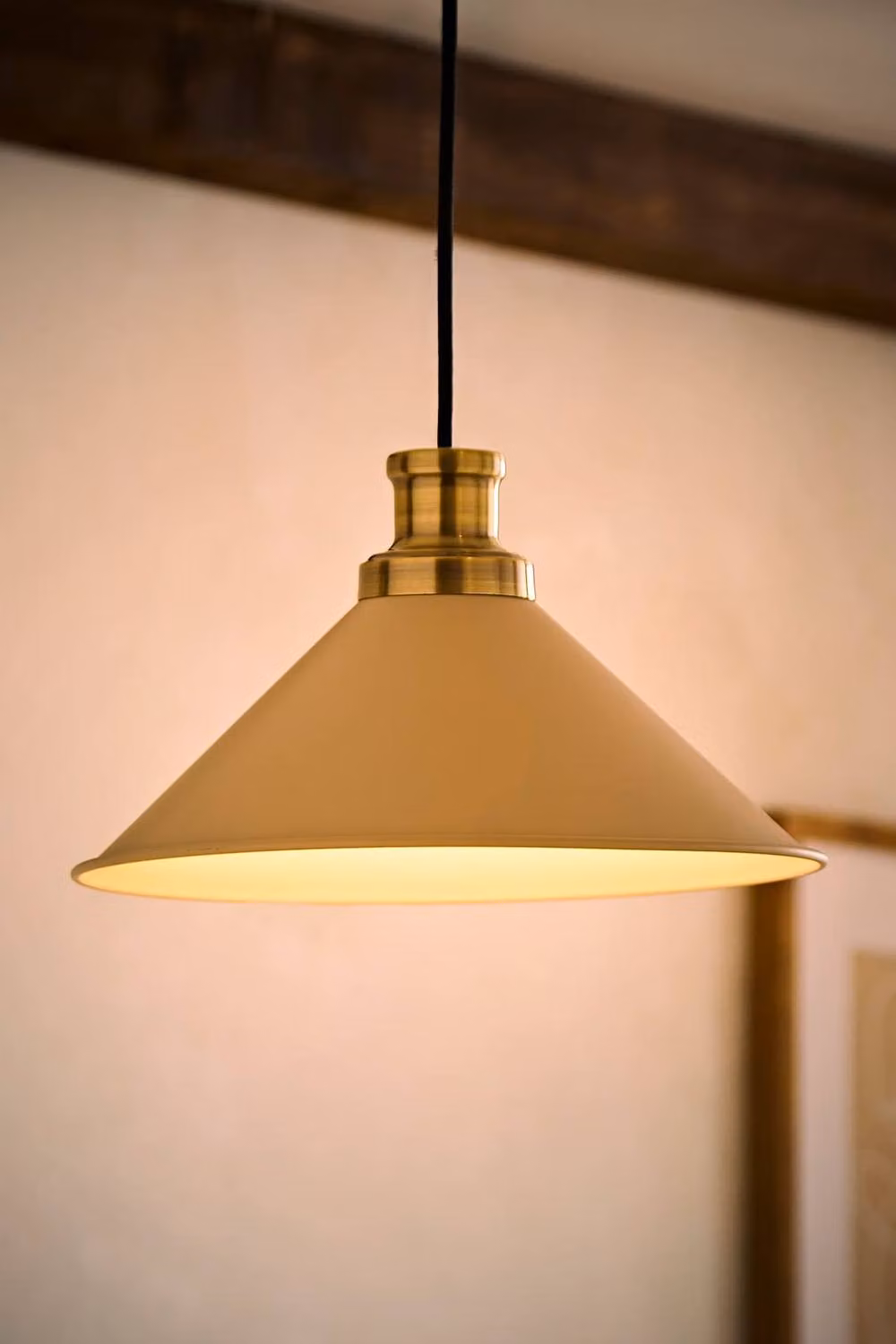 ValueLights Morgan Tapered Metal Rolled Edge Lampshade with Metallic Fittings in Beige – 2