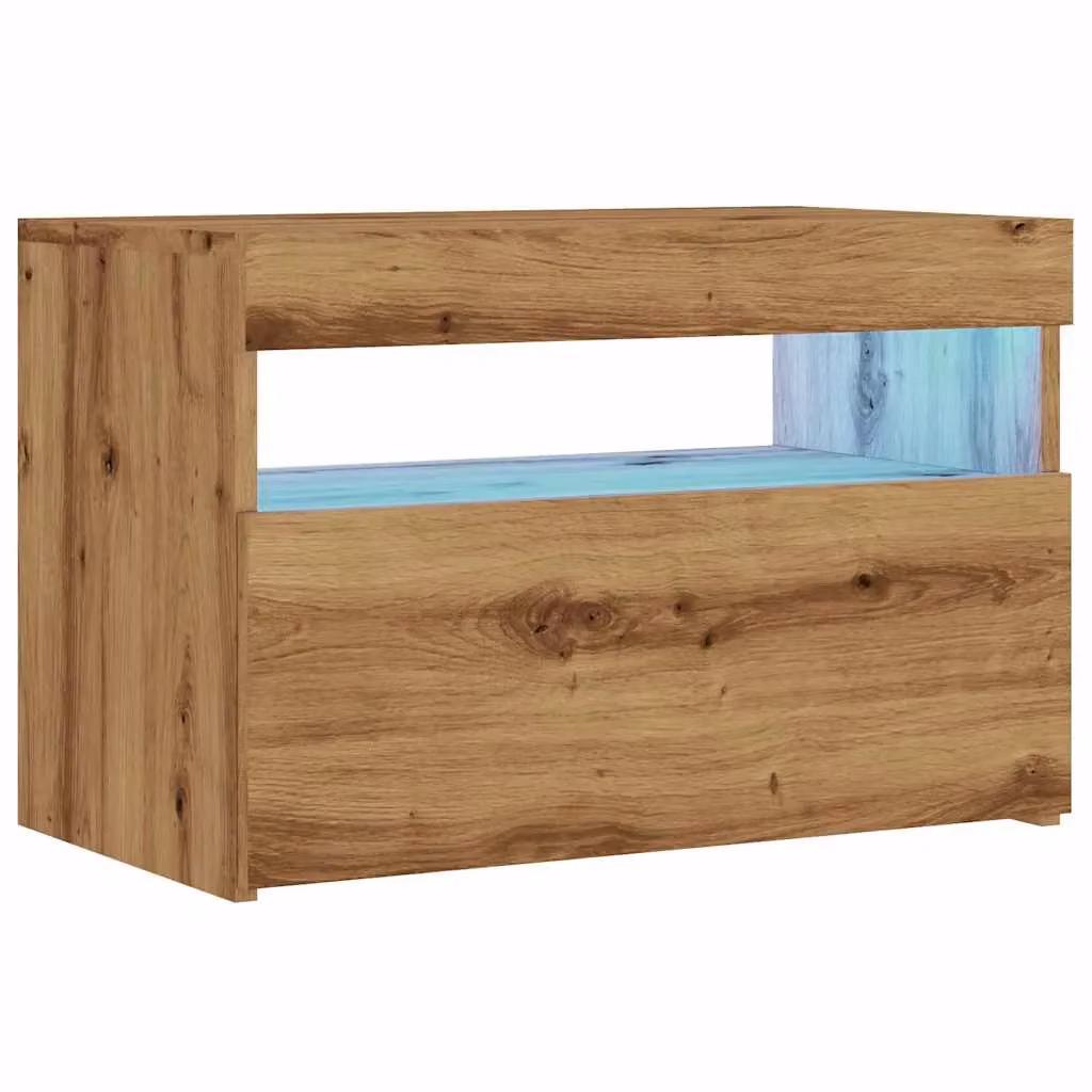 Berkfield Home Artisan Oak TV Cabinet with Integrated LED Lights, Brown, W/D/H: 60 x 35 x 40 cm – 3