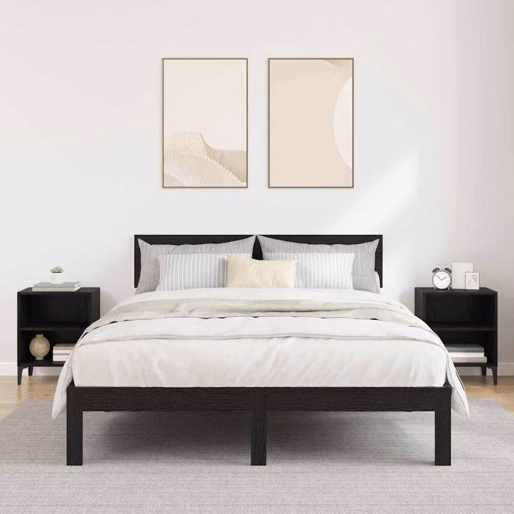 Berkfield Home Set of 2 Modern Black Oak Bedside Cabinets, W/D/H: 40 x 30 x 50 cm – 4