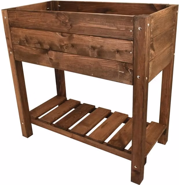 Snowdon Timber Brown Raised Garden Planter, W: 78.0 cm, D: 78.0 cm, H: 40.0 cm