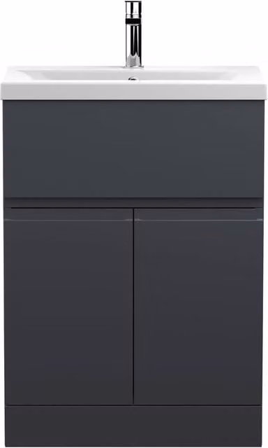 Balterley Mavesyn 2 Door 1 Drawer Vanity Basin Unit, Grey, Width: 60 cm