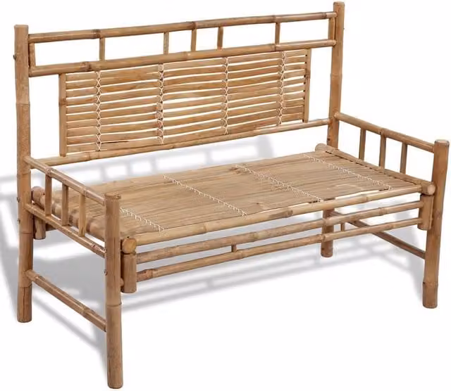 Berkfield Home Classic Bamboo Garden Bench in Brown, Width: 120 cm
