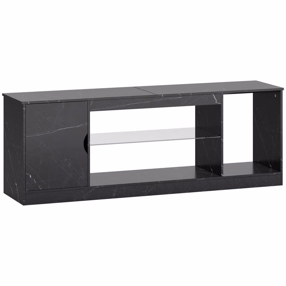 Wyld Haus Avadell Black Marble Effect TV Unit with Glass Shelf, W: 148 cm, D: 52.6 cm, H: 35 cm – 2