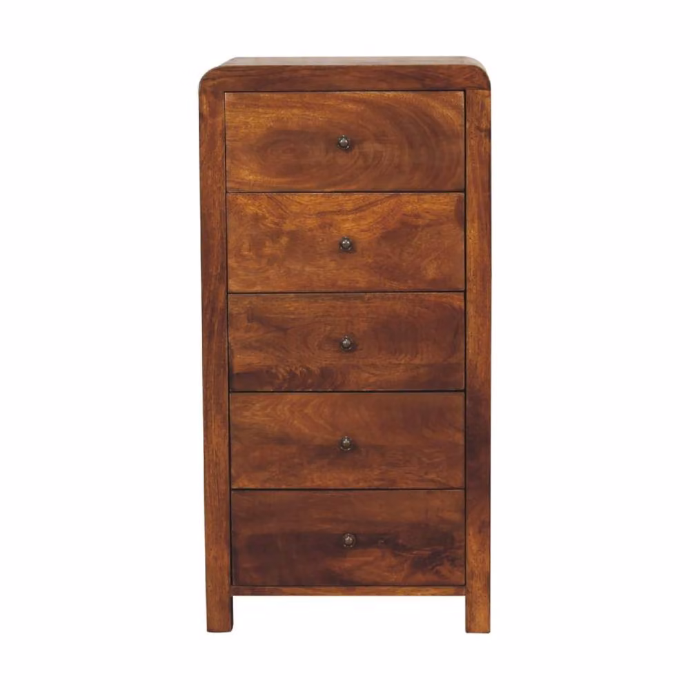 Wyld Haus Tropea Mango Wood Tallboy Storage Cabinet in Brown, H 90 cm x W 45 cm x D 35 cm – 2