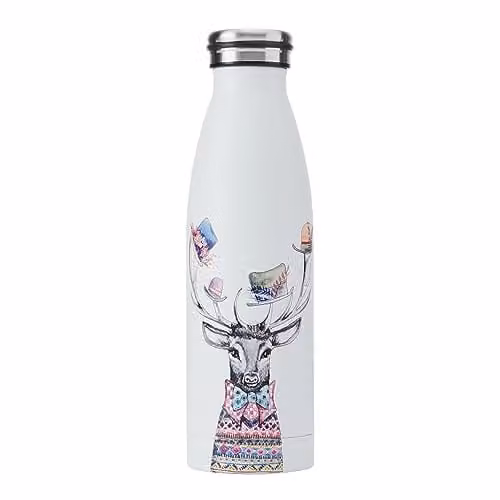 Mikasa Tipperleyhill Stag Vacuum-Insulated Stainless Steel Water Bottle, 500ml, White and Multicolour – 1