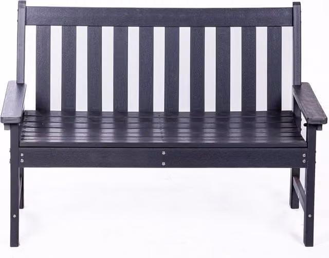 Garden Gear Oakdale Wood-effect HDPE Garden Bench in Anthracite Grey