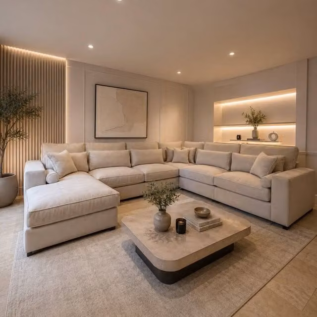 Home & Love Kiana Modular U Shape Corner Sofa in Beige