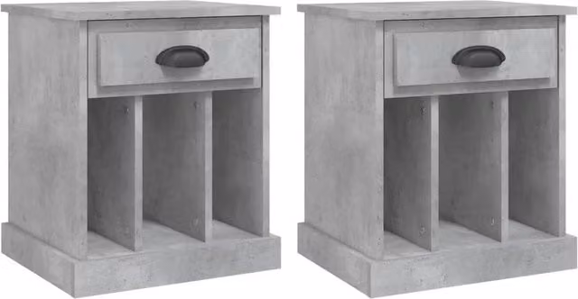 Berkfield Home Set of 2 Modern Wall Mounted Bedside Cabinets in Concrete Grey, W/D/H: 43 x 36 x 50 cm