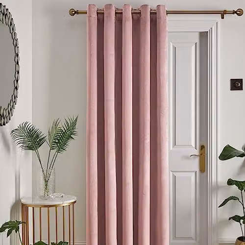 Laurence Llewelyn-Bowen Montrose Pink Velvet Blackout Eyelet Curtain Panel, W: 168 cm, H: 214 cm – 1