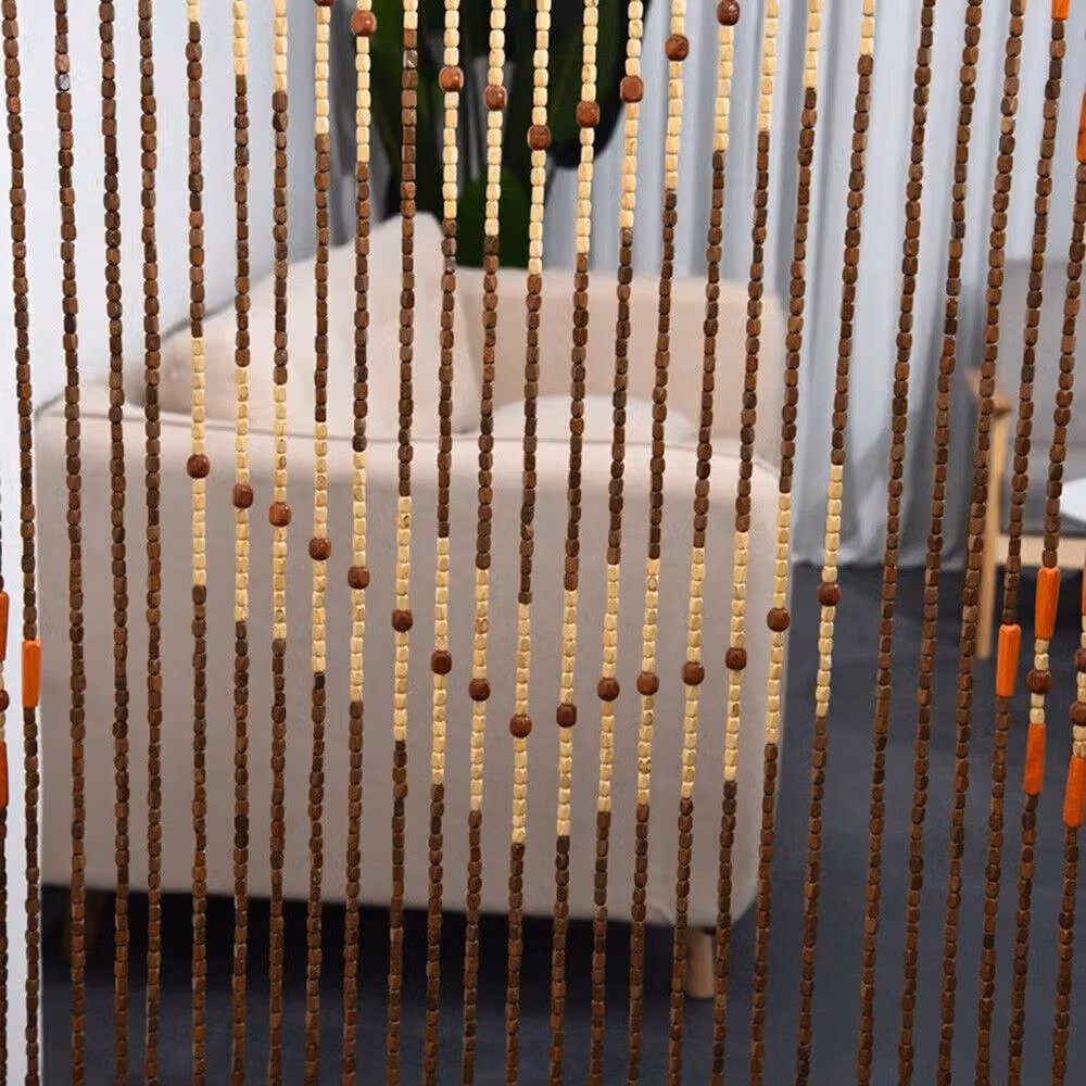 FLAVORA Style B Wooden Bead Curtain Blind Screen Divider in Brown – 2