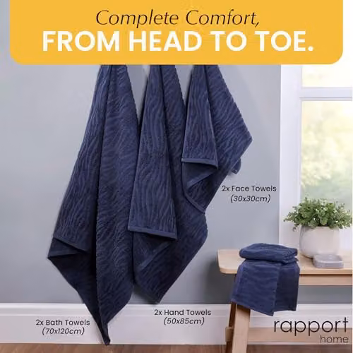 Rapport Home Safari 6-Piece Cotton Towel Bale Set in Blue, 500gsm – 3