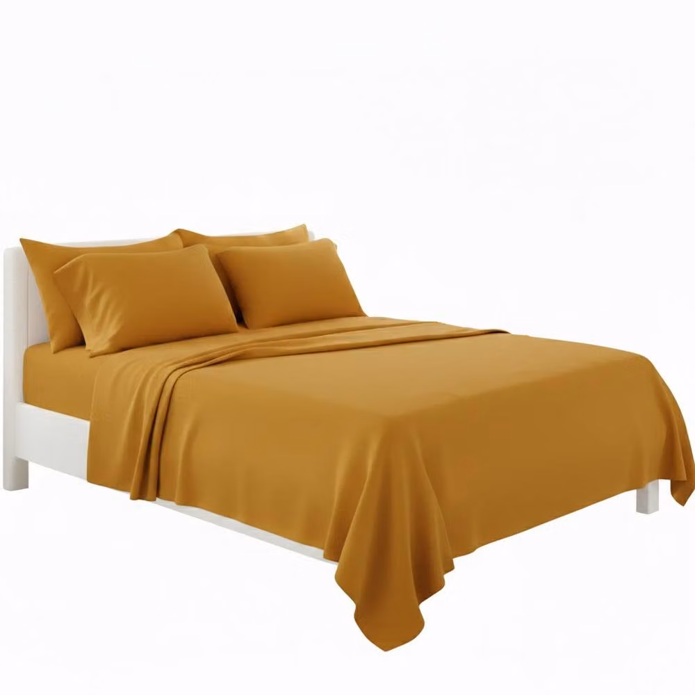 Snug City Plain Poly Cotton Easy Care Fitted Sheet and Matching Pillowcase Set in Yellow, Single – 2
