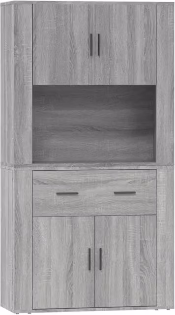 Berkfield Home Grey Sonoma Modern Wall Mounted Highboard with Hinged Doors and Drawers – 1