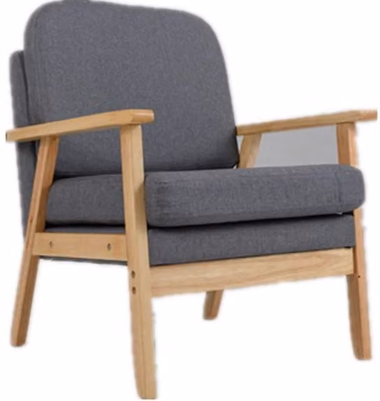 Gymax Mid-Century Upholstered Accent Armchair with Solid Wood Frame in Grey – 1