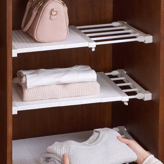 KORVIXA Adjustable Expandable Closet Shelves in White – 1