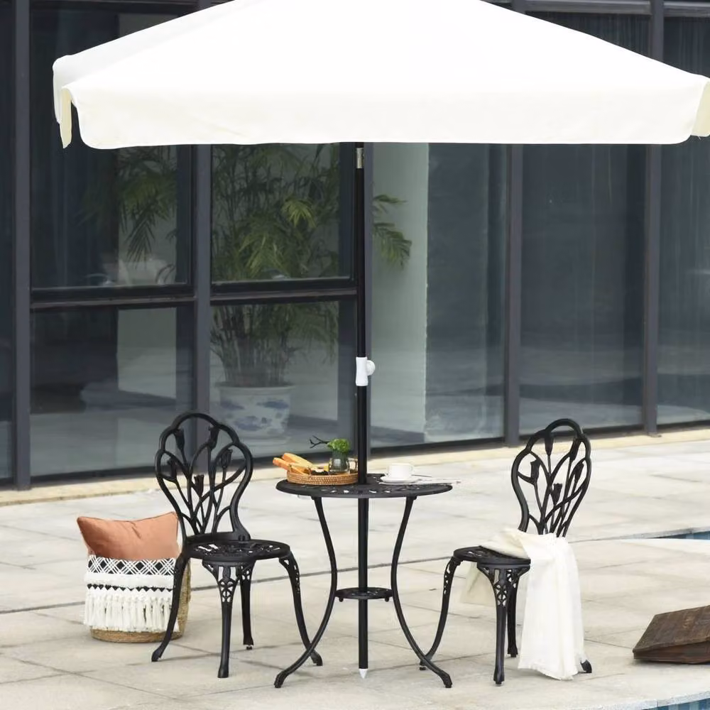 KORVIXA 3 Piece Aluminium Garden Bistro Set in Matt Black, W/D/H: 100 x 100 x 100 cm – 3