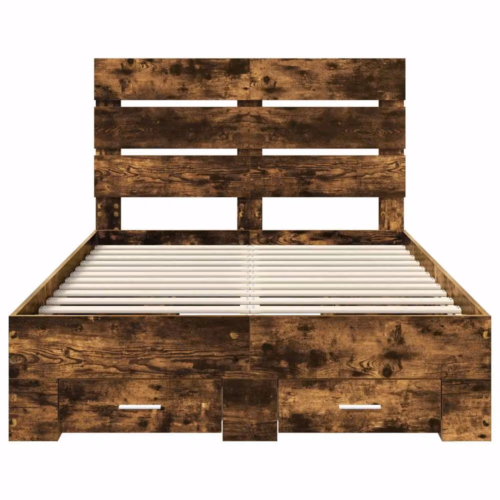 Berkfield Home Modern Bed Frame with Drawers in Smoked Oak Brown, W/D/H: 120 x 190 cm – 3