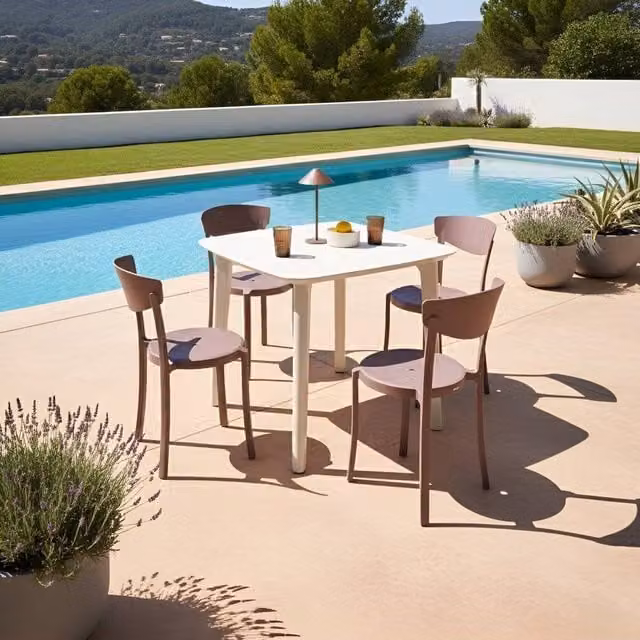 Wyld and Coco Garden Chair Set of 4 in Brown Polypropylene – 1
