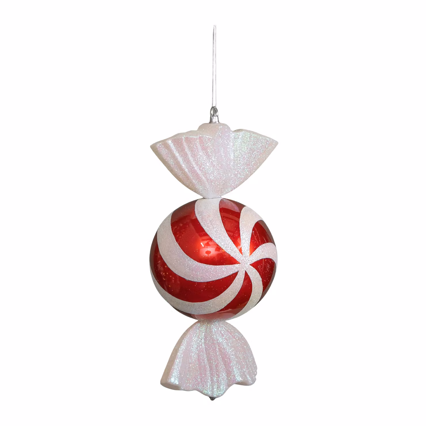 Samuel Alexander Red, White and Silver Striped Glass Hanging Bauble Christmas Candy Decoration, 50 cm – 3