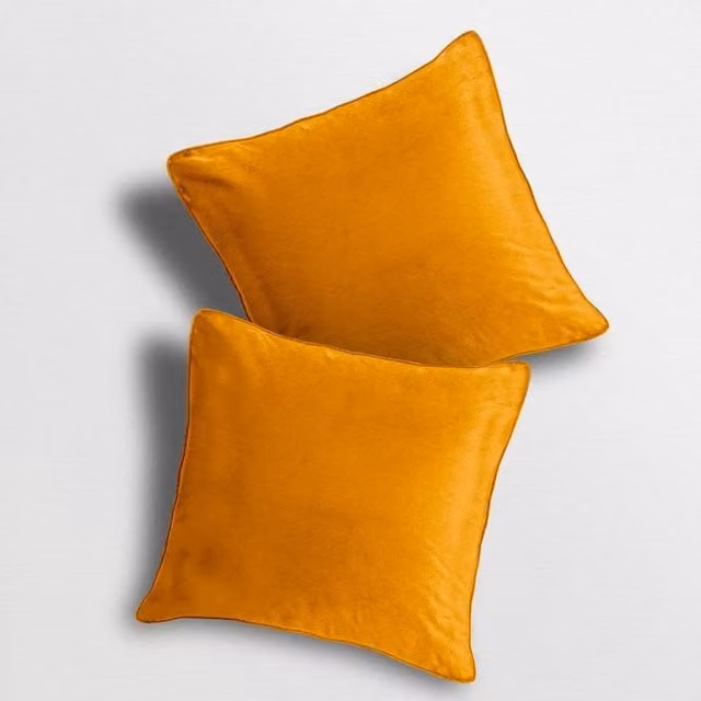 Velosso Luna Orange Velvet Filled Square Cushion, W/D/H: 43 x 43 x 43 cm